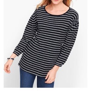 Talbots gathered sleeve stripe top